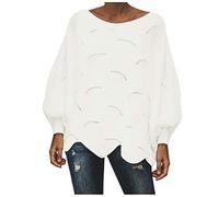 NSICBMNO White Tunic Batwing Tops Y2K Oversized Sweatshirts Long Sleeve Crew Neck Jumper Lightweight Jumpers Baggy Sweater Knitted Jumpers Casual Sweatshirts Plus Size