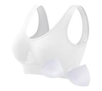 NSICBMNO White Women's Sports Bras Plus Size Non Wired Bras Support Padded Push Up Wireless Large Bust Full Cup Bralette Soft Comfort Seamless Bralette Wrap Around Tops for Yoga Fitness Exercise