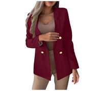 NSICBMNO Wine Blazers For Women Uk Business Casual Jacket Long Sleeve Blazer Lapel Collar Jacket Double Breasted Blazer Oversized Jackets Cardigan Work Suits Ladies Tailored Jackets