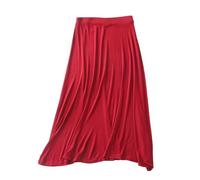 NSICBMNO Wine Long Skirts for Women UK Elasticated Waist Skirts Pleated Boho Midi Summer A Line Flared Casual Modal Skirt for Beach Yoga Loungewear