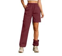 NSICBMNO Wine Waterproof Trousers Womens - Zip Off Walking Trousers, Hiking Cargo Pants, Lightweight, Quick Dry, UPF 50+ Uv Protection Cargo Joggers, Convertible, Travel Work Casual Golf Bottoms