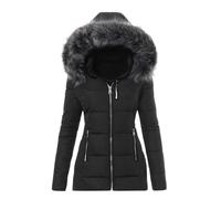 NSICBMNO Winter Jacket Women Down Jacket Long Puffer Coats With With Detachable Fur Hood Quilted Coat Outdoor Down Jackets Zip Up Hoodie Long Sleeve Cardigan Hooded Padded Jackets Parka Coat