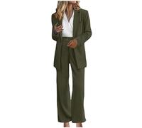NSICBMNO Women Business Suit Set Green Trouser Suits Elegant Blazer Long Sleeve Jacket Suit Coat Pencil Pants Two Piece Outfit Ladies Blazer Office Sets Formal Suits Prom