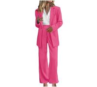 NSICBMNO Women Business Suit Set Pink Trouser Suits Elegant Blazer Long Sleeve Jacket Suit Coat Pencil Pants Two Piece Outfit Ladies Blazer Office Sets Formal Suits Prom