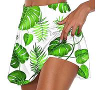 NSICBMNO Women's Activewear Skirts & Short Athletic High Rise Waisted Tennis Skirts Golf Built-in Skorts for Sports Running Training Lightweight Jogging 1-Green3 XL