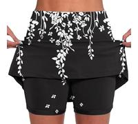NSICBMNO Womens Black Summer Skort Tennis Dress with Shorts Ladies Elasticated Waist Athletic Golf Tennis Skirt with Shorts Casual Outdoor Sport Running Lightweight Workout Hockey Skorts