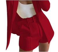 NSICBMNO Womens Blazer Suit Open Front Cardigan Long Sleeve Work Office Wedding Guest Blazer Jacket with Pockets Causal Blazers Suit Open Front Long Sleeve Lapel Button Blazer Lounge SweatShorts
