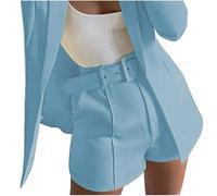 NSICBMNO Womens Blazer Suit Open Front Cardigan Long Sleeve Work Office Wedding Guest Blazer Jacket with Pockets Causal Blazers Suit Open Front Long Sleeve Lapel Button Lounge SweatShorts