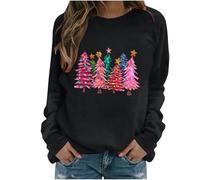 NSICBMNO Womens Christmas Jumper Ugly Christmas Jumper Tree Farm Sweatshirt Oversized Sweatshirt Long Jumpers Long Sleeve Crew Neck Pullover Tops Baggy Sweatshirts