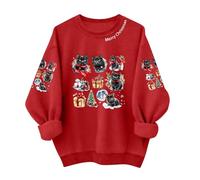 NSICBMNO Womens Christmas Jumpers - Funny, Oversized, Dog Cat Reindeer Chirstmas Tree, Santa Cruz Sweatshirt, Wine Glass Jumper, Pullover Long Sleeve Round Neck Tops, Novelty Xmas Jumpers