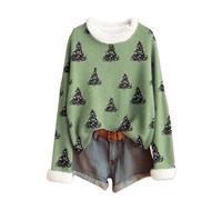 NSICBMNO Womens Christmas Tops Gold Crop Top Merry Christmas Tree Santa Graphic T-Shirts T-Shirts Women Long Sleeve Tops Women Black and White Womens Blouse Jumpers UK Plain Sweatshirts for UK