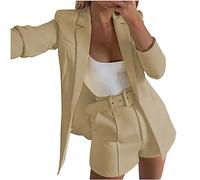 NSICBMNO Women's Co Ord Sets Casual Short Sleeve Shirt Blouse Top and Shorts Summer Button Down Two Piece Outfit Ladies Lounge Wear Matching Sets for Going Out Holiday Beach 01_Khaki XL