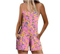 NSICBMNO Womens Dungarees Baggy Harem Jumpsuit Sleeveless Romper Strap Overalls Floral Playsuit Camisole Tops Running Shorts Petite Jumpsuits Beach Romper Going Out Playsuit With Pockets