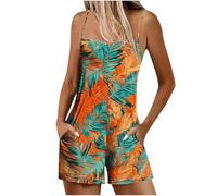 NSICBMNO Womens Dungarees Baggy Harem Jumpsuit Sleeveless Romper Strap Overalls Floral Playsuit Camisole Tops Running Shorts Petite Jumpsuits Beach Romper Going Out Playsuit With Pockets