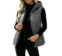 NSICBMNO Women's Gilets - Winter Jacket Women, Quilted Gilet Ladies Gillette Body Warmer Padded Waistcoat, Quilted Gilet With Hood, Full Zip Hoodie Sleeveless Jacket Down Coat Winter Outwear