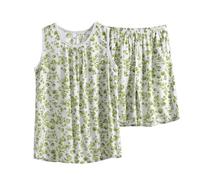 NSICBMNO Women'S Green Pyjama Sets Plus Size Loungewear Sets Ladies Cotton Pj Shorts And Top Summer Co Ord Two Piece Outfit Yoga Set Tracksuit Matching Nightwear Lounge Homewear