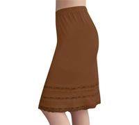NSICBMNO Women's Half Slips Brown Long Underskirt Lace Petticoat Under Dress Knee Length Skirts Waist Slips Ladies Cling Resistant Underskirt Anti Static Half Slip Tummy Control Petticoats, Xxl