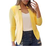 NSICBMNO Womens Open Front Blazer Notched Collar Blazer Elegant Coat Solid Color Office Cardigan Short Coat Suit Long Sleeve Outerwear Slim Fit Suit Jacket Black Shrug Cardigan Plus Size