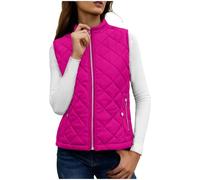 NSICBMNO Women's Padded Vest Quilted Gilet Stand Collar Coat Winter Warm Jacket Outdoor Sleeveless Jacket With Pockets Ladies Puffer Gilet Solid Color Body Warmer Lightweight Running Vest Uk Size