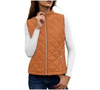 NSICBMNO Women's Padded Vest Quilted Gilet Stand Collar Coat Winter Warm Jacket Outdoor Sleeveless Jacket With Pockets Ladies Puffer Gilet Solid Color Body Warmer Lightweight Running Vest Uk Size