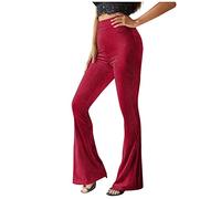 NSICBMNO Womens Red Trousers Straight Leg Trousers Stretchy Pull On Ladies Bootcut Casual High Waisted Wide Leg Flared Yoga Pants Sweatpants Bell Bottoms