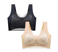 NSICBMNO Women's Sports Bra High Impact Bra Full Coverage Padded Plus Size Minimiser Non Wired Posture Correction Libiyi Push-Up Lace Comfortable Anti-Sagging