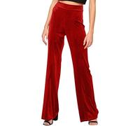 NSICBMNO Women's Velvet Flare Pants High Waist Pants Elastic Waisted Stretch Bootleg Trousers Casual Long Skinny Stretch Bootcut Joggers Ultra Soft Comfy Full-Length Lounge 1-Red M