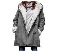 NSICBMNO Womens Winter Coats Plus Size Fleece Lined Jacket Hooded Coatigans Ladies Duffle Coats With Horn Toggles Fleece Jacket Thick Warm Cardigan Casual Overcoat Elegant Jackets With Pockets