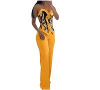 NSICBMNO Yellow Co Ord Sets For Women Sexy Going Out Outfits Double Breasted Waistcoat Leopard Print Cami Tops Elasticated Waist Trousers Wide Leg Yoga Pants Two Piece Lounge Sets For Party Clubwear