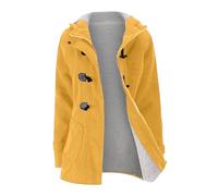 NSICBMNO Yellow Fleece Jacket Women Long Coats Ladies Trench Coats Fur Hood Coat Winter Warm Fleece Lined Jackets Thick Coat Parka Outerwear Windbreaker Jackets Toggle With Pockets
