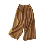 NSICBMNO Yellow Womens Summer Trousers Wide Leg Trousers Elasticated Waist Joggers Harem Trouser Lounge Pants Palazzo Pants Lightweight Work Bottoms Pull On Scrub Trouser Beach Joggers