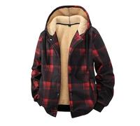 NSICBMNO Zip Up Hoodies For Men Thermal Check Lumberjack Fur Fleece Lined Sherpa Jacket Winter Jackets Full Zip Fleece Jacket Oversized Sweatshirt Work Hoodies Baggy Sweatshirts Sports Hoody
