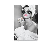 NSKDJSE Audrey Hepburn Lipstick Poster Canvas Poster Wall Art Decor Print Picture Paintings for Living Room Bedroom Decoration 20x30inch(50x75cm)