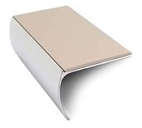 NSL03 57 x 40mm Aluminium Non Slip Stair Nosing Bullnose Edge Trim with PVC Insert - Beige, 1.0m