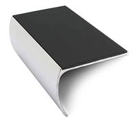 NSL03 57 x 40mm Aluminium Non Slip Stair Nosing Bullnose Edge Trim with PVC Insert - Black, 2.0m