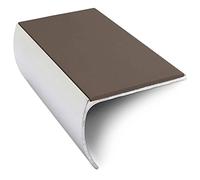 NSL03 57 x 40mm Aluminium Non Slip Stair Nosing Bullnose Edge Trim with PVC Insert - Brown, 1.0m
