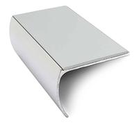 NSL03 57 x 40mm Aluminium Non Slip Stair Nosing Bullnose Edge Trim with PVC Insert - Ice Grey, 2.0m