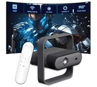 NSL03 Mini Projector,2.4G+5G WIFI6 & BT5.4,360°free rotation,MT9266 Chip,Smart Portable projectors Android 13,RGB ambient lighting,Auto Focus/Auto Keystone for Home Cinema & Camping (Black)