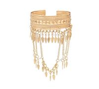 NSLS 3 Styles Golden Coins Leaf Tassel Cuff Arm Bangle,Adjustable Open Bracelets for Women,Vintage Ethnic Boho India Jewelry Accessories Party Festival Gift, 3.5In, Metal, no gemstone