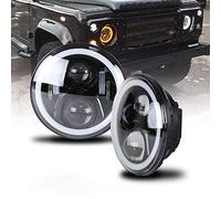 NSLUMO 2pcs LED Driving Headlight 7inch White High Low Beam Halo Ring Angle Eyes DRL Turn Signal Projector Light compatible with Defender RHD 90 110 Headlamp