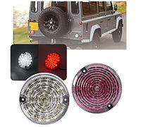 NSLUMO 2pcs LED Rear Fog Lamp Backup Light Upgrade Kit Red compatible with 01-16 L`and R`over Defender(95mm Clear+Red)