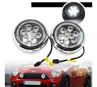 NSLUMO Led DRL Rally Light - Led Rally Light R55 R56 R57 R58 R59 Led Rally Driving Light With Halo Ring Angel Eyes DRL Chrome Shell Additional Headlight Kits