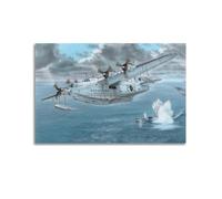 NSNAL WW2 Vintage Military Aircraft Poster Sunderland Mk III Seaplane Poster Decorative Painting Canvas Wall Posters And Art Picture Print Modern Family Bedroom Decor Posters 12x18inch(30x45cm)