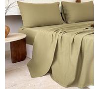 NSNLGSGC 100% Muslin Cotton Sheet Set Queen Size, 2-Layer Washed Cotton Gauze Queen Bed Sheets, 4-Pieces Bed Blanket Sheet Set with Deep Pocket(Sage Green,Queen)