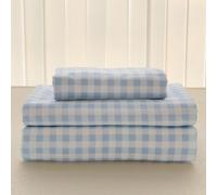 NSNLGSGC Light Blue Gingham Full Sheet Set, Soft Brushed Microfiber Baby Blue Plaid Full Bed Sheets, 4-Pieces Grid Sheet Set with Deep Pocket
