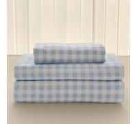 NSNLGSGC Light Blue Gingham King Sheet Set, Soft Brushed Microfiber Baby Blue Plaid King Bed Sheets, 4-Pieces Grid Sheet Set with Deep Pocket
