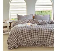 NSNLGSGC Mocha Gingham Queen Comforter Set