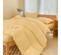 NSNLGSGC Single Duvet Cover Set, Plaid Duvet Cover Single Bed and 1 Pillowcase Bedding Set Easy Care 135 x 200 cm Yellow Gingham