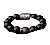 NSNYDNZ Natural Obsidian Wealth Bracelet 12 Zodiac Animal Charm Bracelet Reiki Amulet Lucky Ward Off Evil Bracelet,(Rabbit)