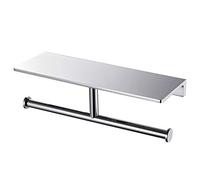 NSODOO Double Roll Toilet Paper Holder with Solid Brass Shelf and Superior Hotel Style Toilet Paper Dispenser, Save Storage, Polished Chrome Finish